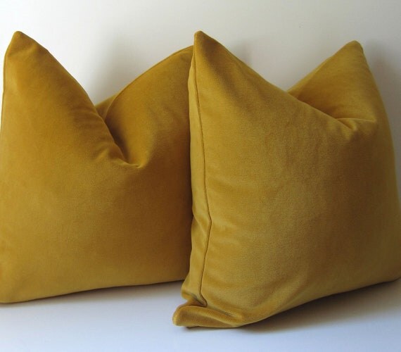 Set of Two Mustard Yellow pillows Decorative Pillow Covers