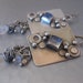 Rectangle Bubble Earrings. Sterling silver Rectangles with Rainbow Moonstone