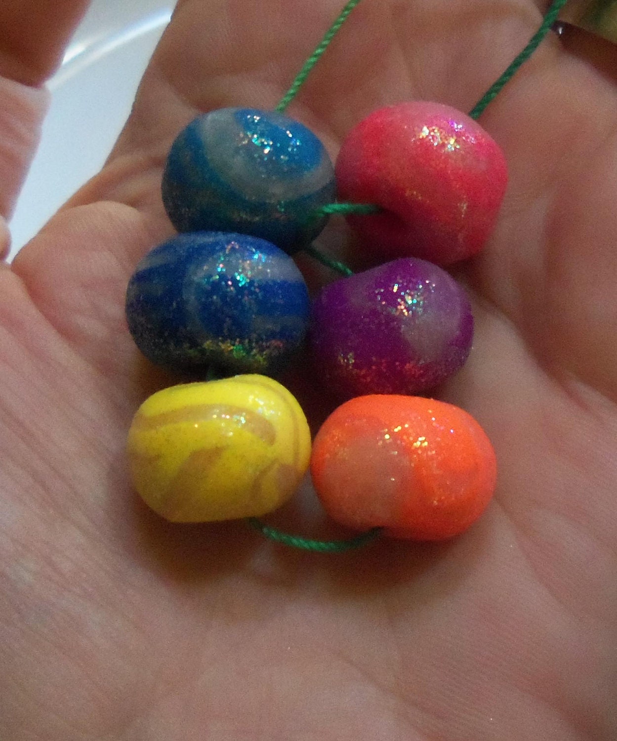 Neon Lights Glitter Beads Polymer Clay Beads from AliciasBeads on