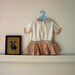 vintage 20s girls dress - PEACH PLAID playsuit / 12-24M