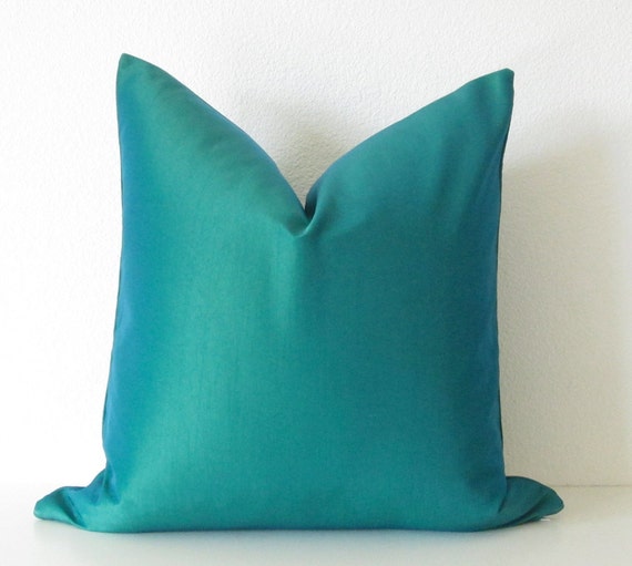 Decorative pillow cover 18x18 Peacock Teal by chicdecorpillows