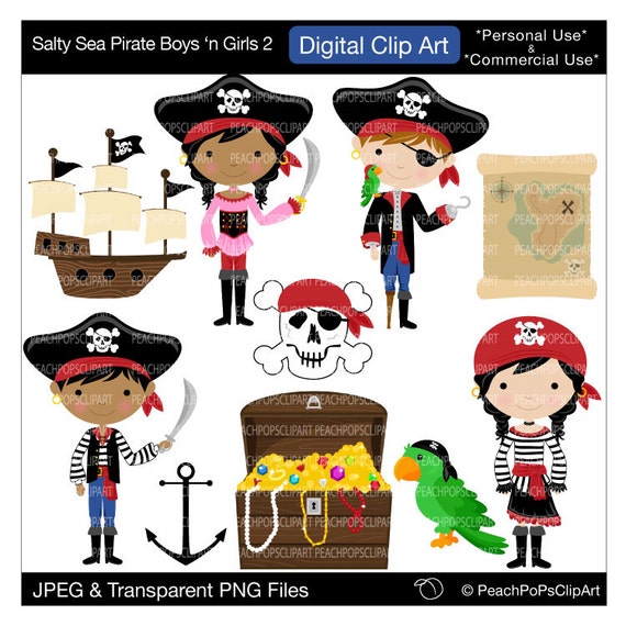 cute pirate clipart digital clip art Salty by peachpopsclipart