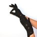 1950s Gloves / Vintage Black Egyptian Cotton Wrist Gloves / Curved Wrist Cut Outs Size 6