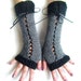 Fingerless Gloves Corset Arn Warmers in Grey/ Dark Grey with Suede Ribbons Victorian Style