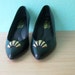 80s pumps - art deco inspired black vintage heels with toe decor - size 6.5/7