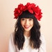 floral crown headband hair wreath - red, love, romantic statement headpiece, large flower crown, oversized.