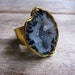 Geode Half Crystal Agate Slice with 14k Gold Plated Setting Adjustable Ring
