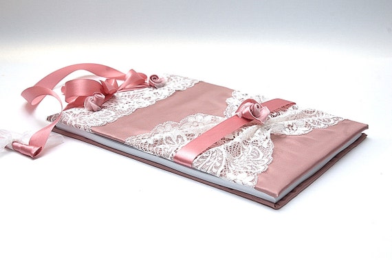 Wedding Guest Book - Shabby Chic Pink -  Romantic, Elegant Weddings