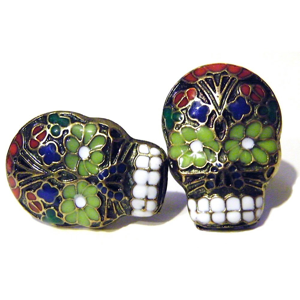 Gothic Sugar Skull Mens Cufflinks Goth Skeleton by tempusfugit
