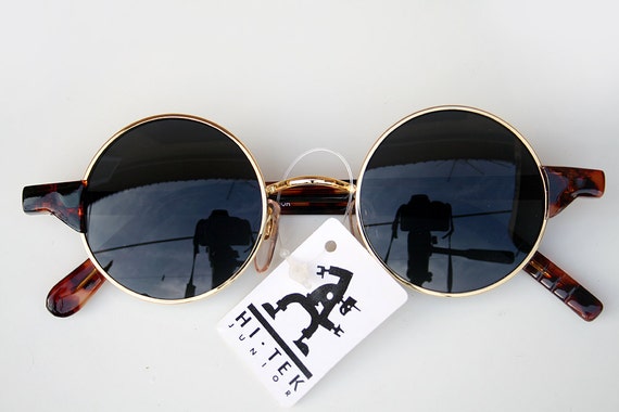 vintage round gold sunglasses tortoiseshell temples, retro, Goth Steampunk