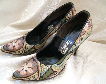 SHOES REDUCED ... Early 1960's Metallic Cocktail Shoes, Mad Men Heels