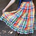 bright color plaid prairie western skirt - full ruffled long - small medium 6 8