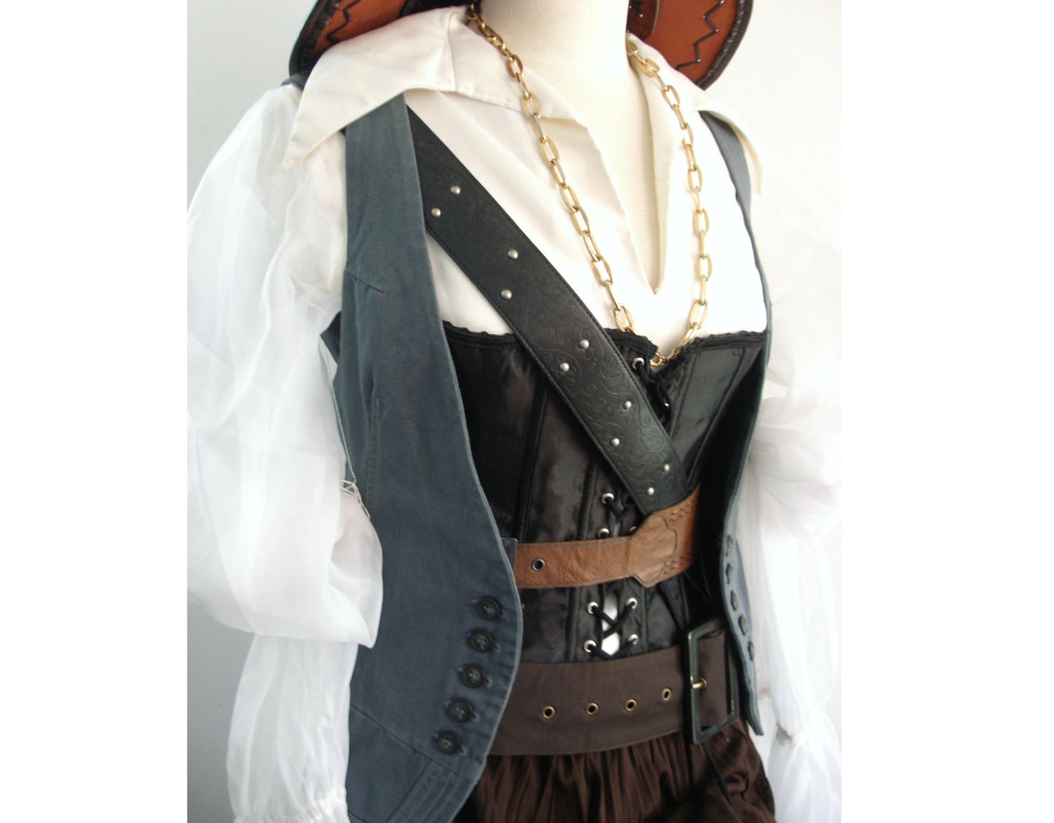 Sexy Pirate Costume w Black Corset by PassionFlowerVintage