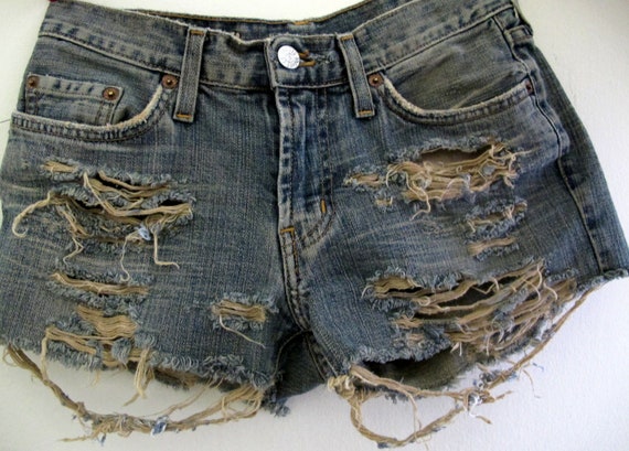Shredded Shorts Distressed Size 1 2 Jean Denim High by inzoopsia