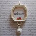 Cottage Chic Ivory Trinket Adore Text Pendant under Acrylic Glass with Rhinestone Dangle - Qty 1