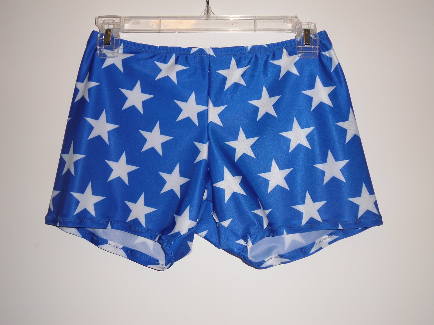 Spandex shorts in blue with white stars in any size