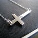 Sideways Cross necklace, sterling silver cross necklace, chic and simple, silver jewelry, bridesmaid gifts