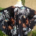 A vintage 1960s 1970s retro hippie black nature floral pleated batwing sleeves top shirt size S M L