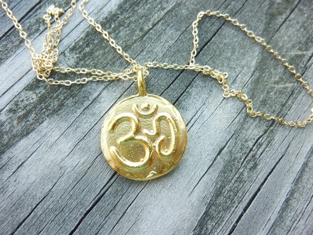 gold OM necklaceOM necklacedouble sided om charm by MomentusNY