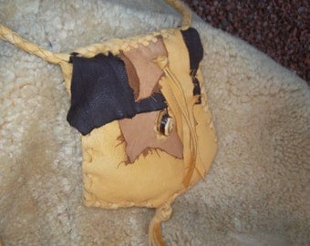 Sale Hand Laced Deerskin Deerskin Raunch Mommy Bag Pouch Small Purse Shoulder Cross Body Two Layers