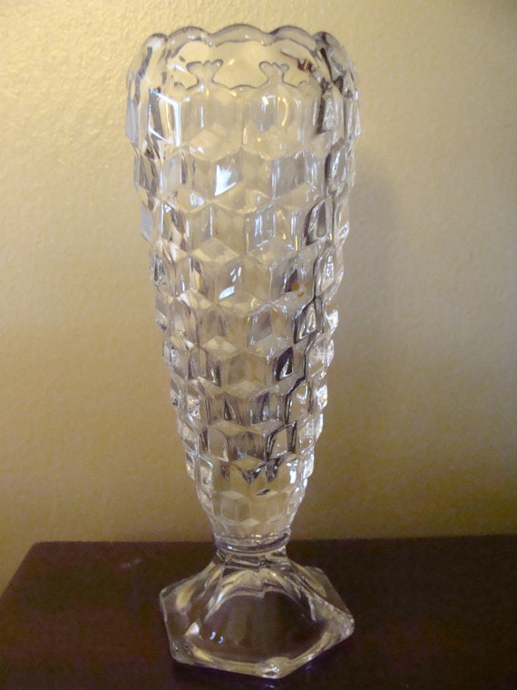 American Fostoria Bud Vase Vintage Glass Vase 6 inch cubed