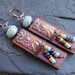 Handmade Copper Ammonite Lampwork African Beads Leather Wood Earrings Boho, Gypsy, Tribal, Beach