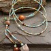 Reserved-Owl and Turquoise Lariat, African Trade Bead Bracelet, Blue Angel Bracelet