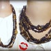 Vintage 70s Unique 7 Strand Bead Necklace Choker BOHO 60s Navy & Gold Flowers