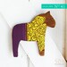 Lilla Vän: MEDIUM DALA HORSE ( painted wood animal silhouette, swedish decor, bright yellow & plum)