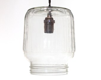 Southern Hanging Light from Relcaimed Glass Chicken Drinker Gallon Glass Size