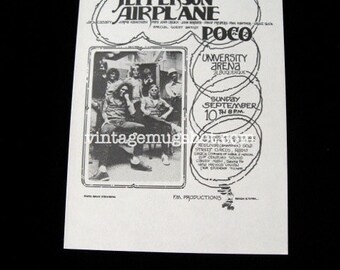 Jefferson Airplane Poco Fillmore Era Concert Handbill University Arena Psychedelic Albuquque New Mexico Randy Tuten