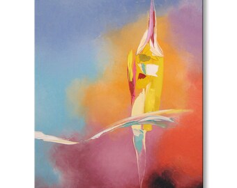 Levitation - FREE SHIPPING - Original Oil Painting Palette Knife - by SOLOMOON - art ready to hang impasto painted sides