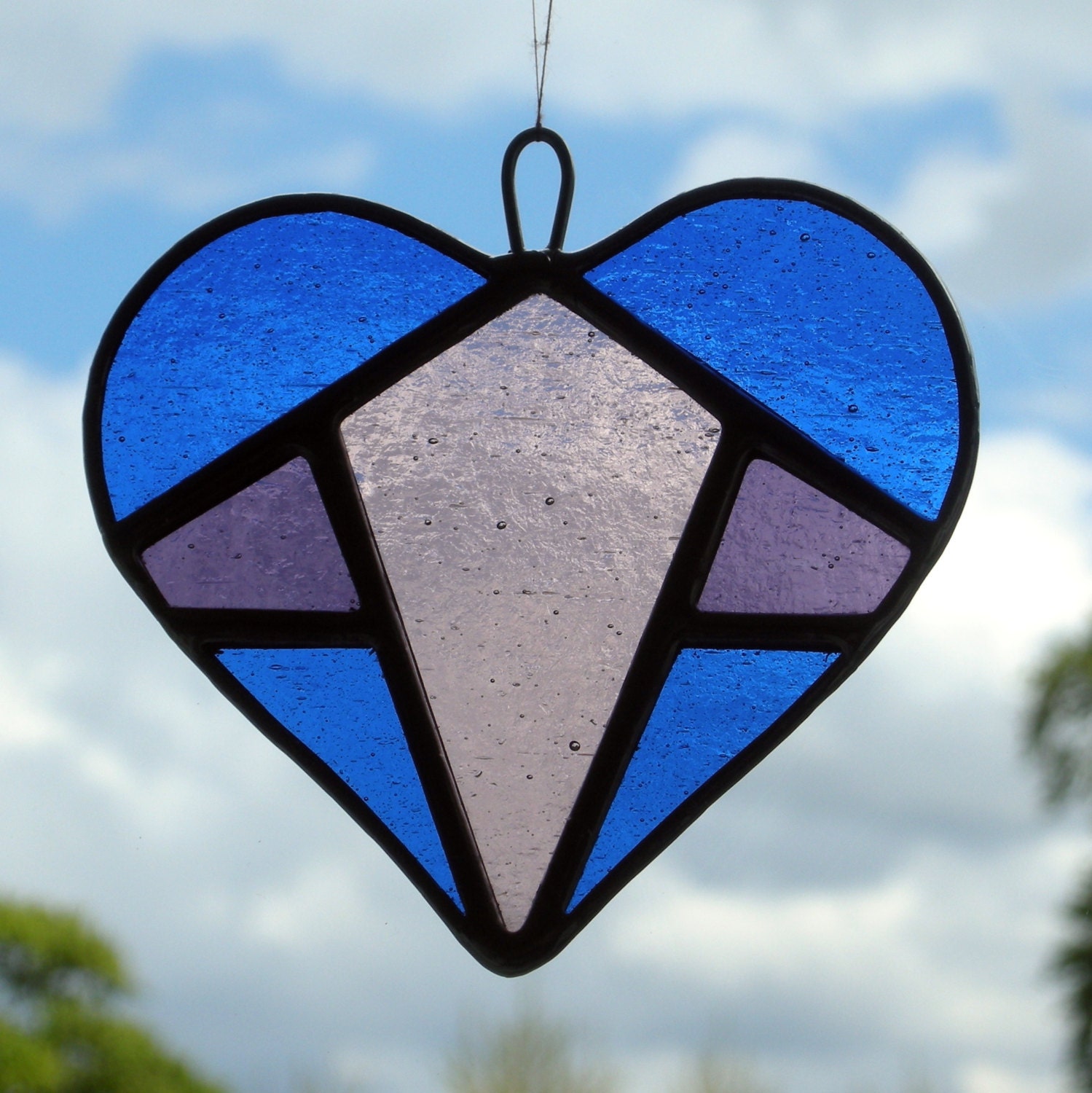 Abstract Stained Glass Love Heart in three colours
