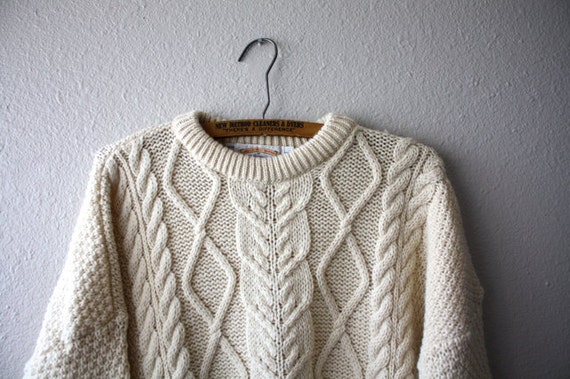 Vintage Men's CREAM Chunky Wool Knit Sweater