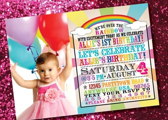 DIY Printable Rainbow Birthday Photo Invitation Il_570xn