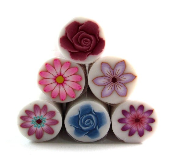 Polymer clay cane Millefiori flower canes set of 6 by sigalsart