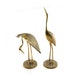 Vintage brass cranes - pair of golden metallic birds