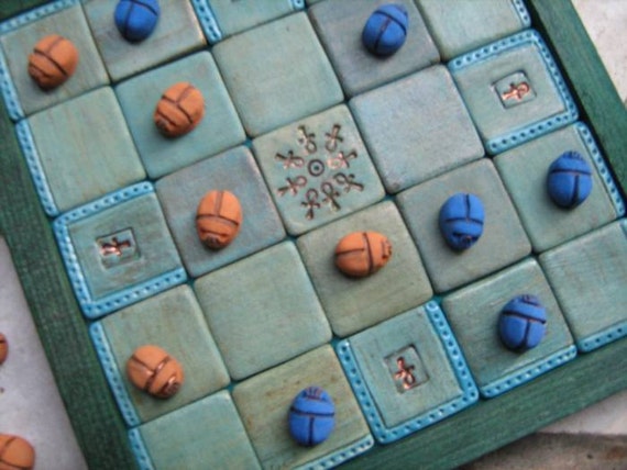 Ancient Egyptian Seega Game Board In Turquoise And Green Shade