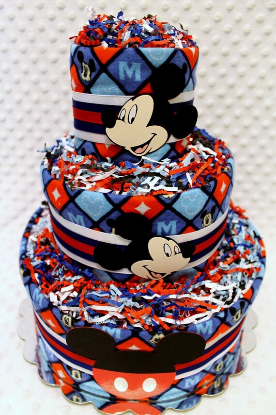 Baby Diaper Cake Mickey Mouse Shower Gift or Centerpiece