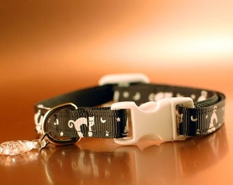 Starry Night Cat Collar with Fish Charm
