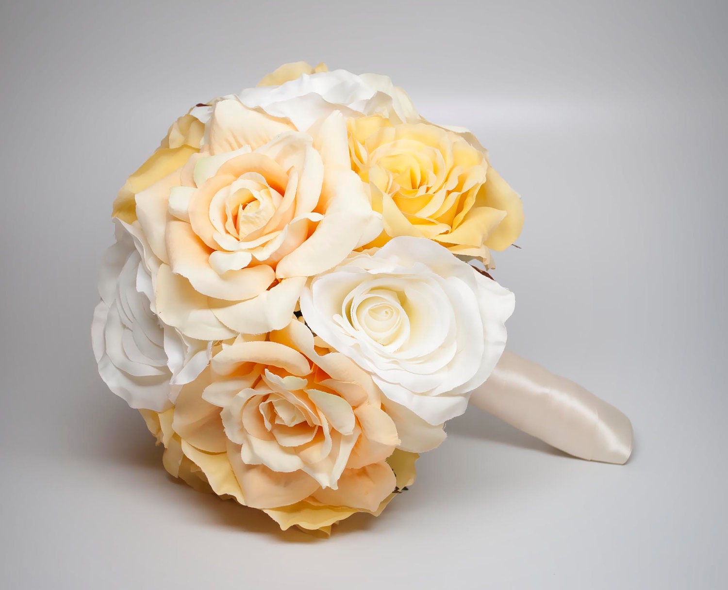 Wedding Bouquet Soft Yellow Rose Silk Wedding Bouquet