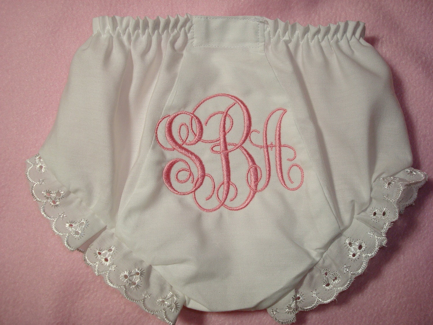 Personalized Embroidered Monogram Baby Girl Diaper Cover