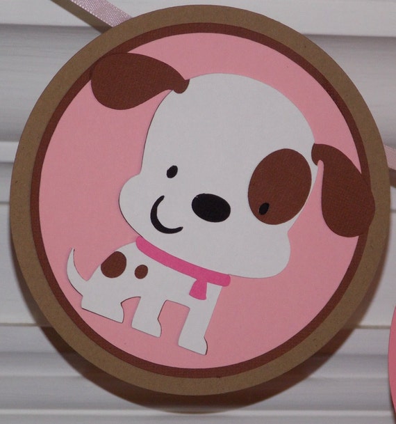 Little Puppy Banner READY TO SHIP It's A Girl Baby Shower "Pawty" Banner Pink Brown Polka Dots Il_570xn