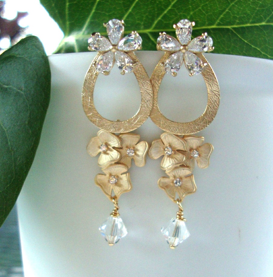 Wedding jewelry Statement earrings OOAK Floral by 2010louisek7