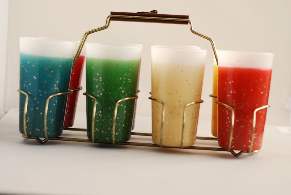 Set of 8 Ancher Hocking Fire King Glamalite Drinking Glasses