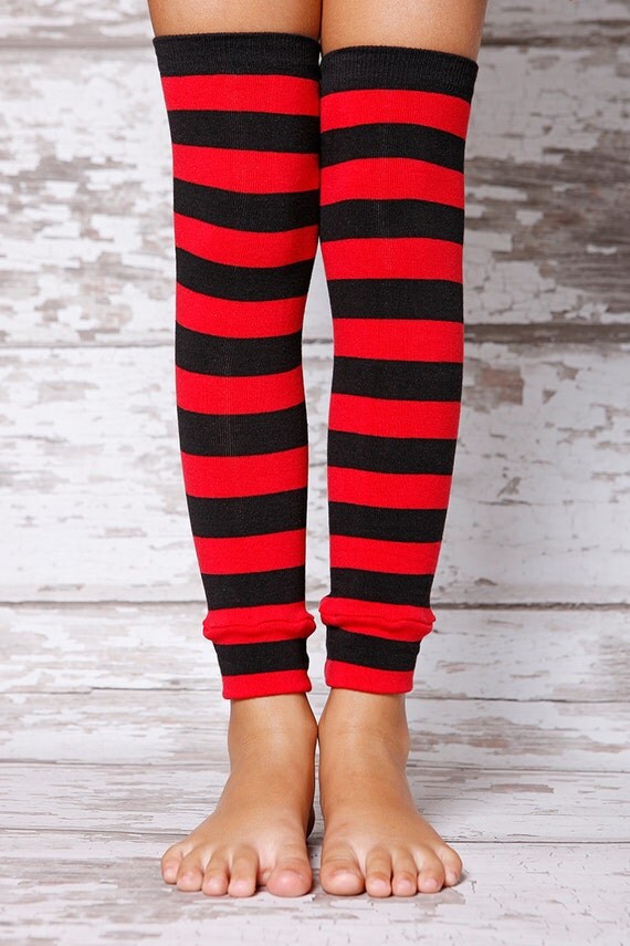 Leg Warmers Red & Black Stripe