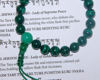 Tibetan mala Malachite wrist mala/ bracelet for meditation GMS-41