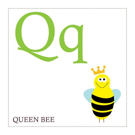 q is for queen bee alphabet print