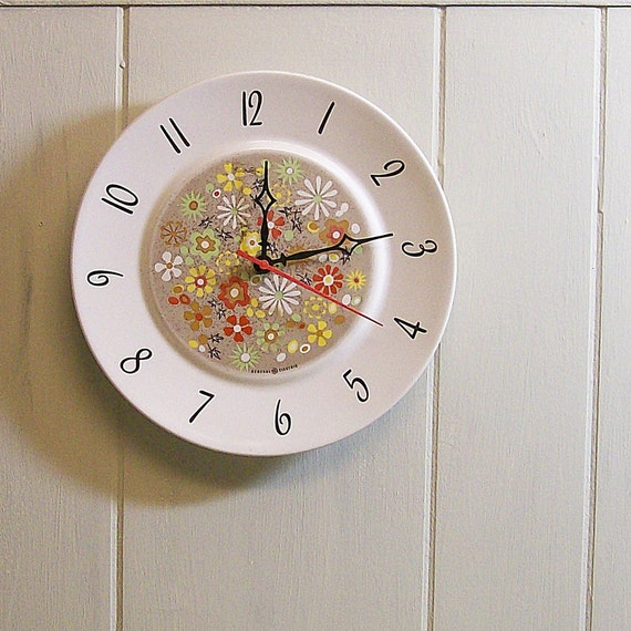 Vintage Wall Clock Ceramic Plate with by VintageShelfAndWall