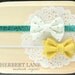 Baby Headband Set - Cream and Teal Polka Dot Fabric Bow - Mustard Yellow Felt Bow